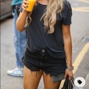 Black distressed high waist shorts